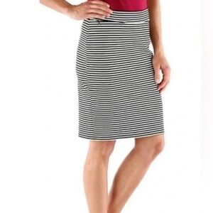 Toad & Co | Black & White Striped Pencil Skirt Tencel Lyocell Blend